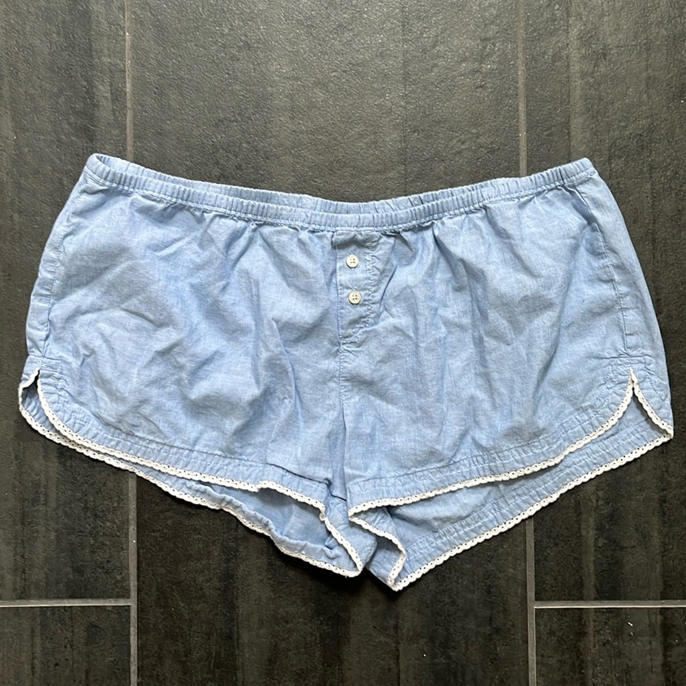 Aerie Loungewear Pajama Shorts Blue w/ white trim